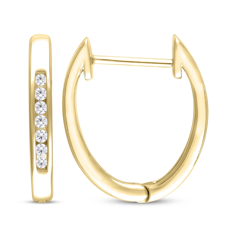 Diamond Channel Hoop Earrings 1/10 ct tw 10K Yellow Gold