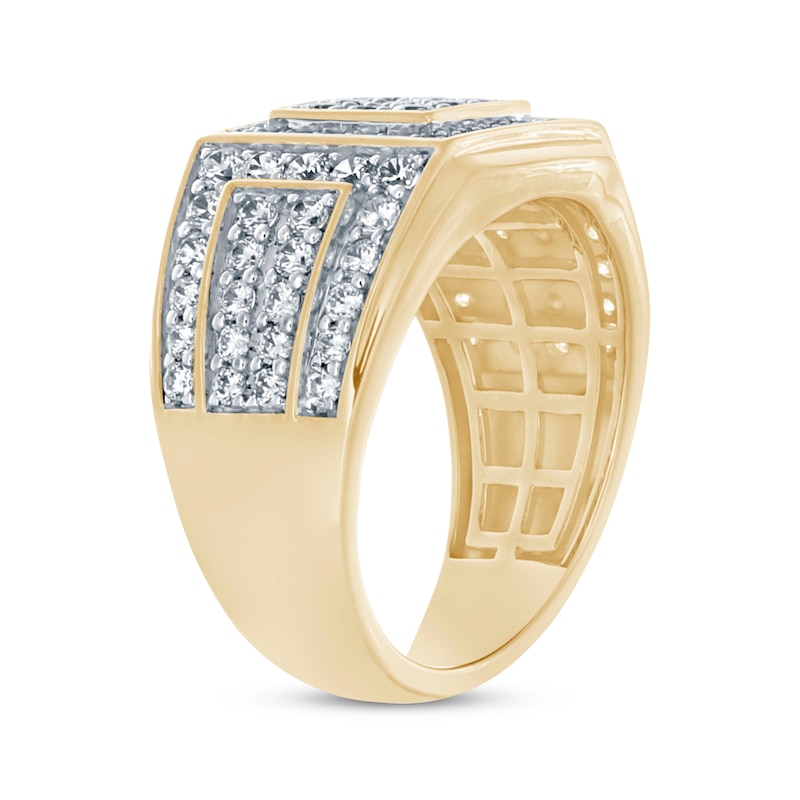 Main Image 2 of Men's Multi-Diamond Squared-Center Ring 2 ct tw 10K Yellow Gold