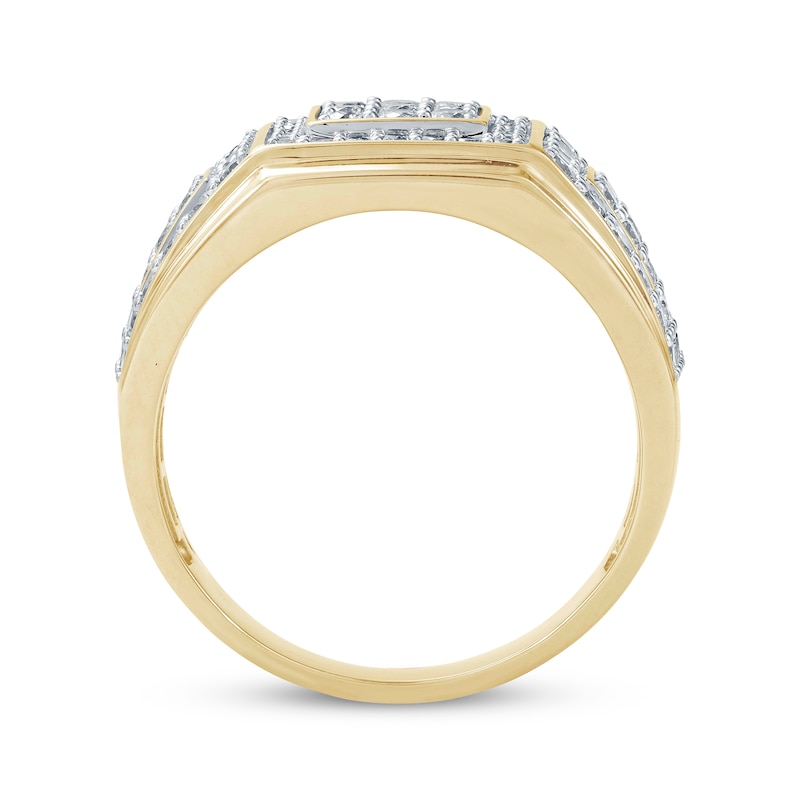 Men's Multi-Diamond Squared-Center Ring 2 ct tw 10K Yellow Gold