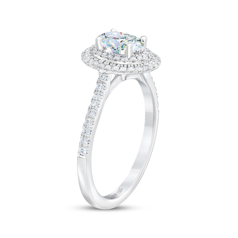 Main Image 2 of THE LEO First Light Diamond Oval-Cut Double Halo Engagement Ring 1 ct tw 14K White Gold