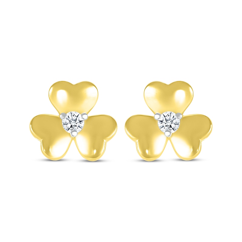 Diamond Heart Petal Stud Earrings 1/10 ct tw 10K Yellow Gold