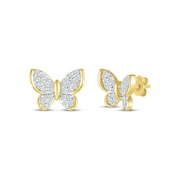 Diamond Butterfly Stud Earrings 1/5 ct tw 10K Yellow Gold