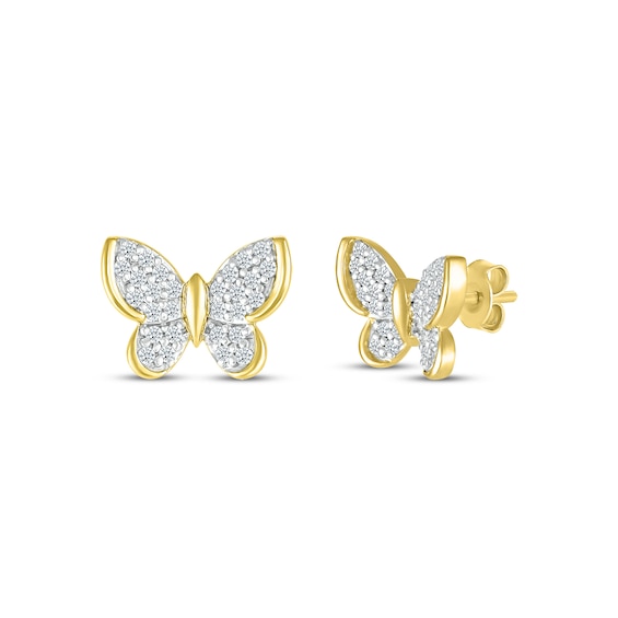 Diamond Butterfly Stud Earrings 1/5 ct tw 10K Yellow Gold
