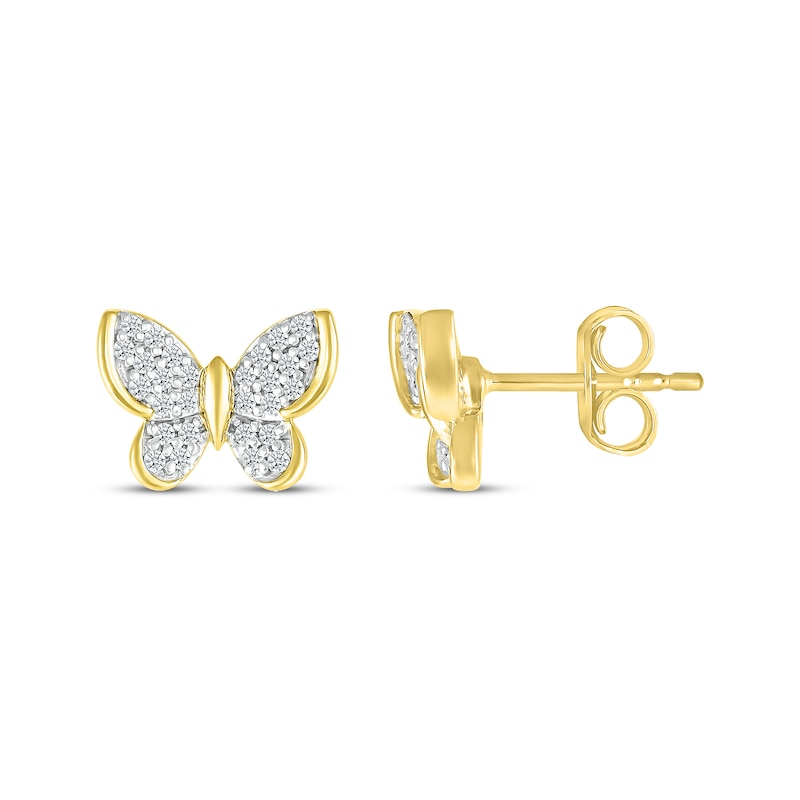 Diamond Butterfly Stud Earrings 1/5 ct tw 10K Yellow Gold