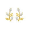 Thumbnail Image 2 of Diamond Leaf Stud Earrings 1/8 ct tw 10K Yellow Gold