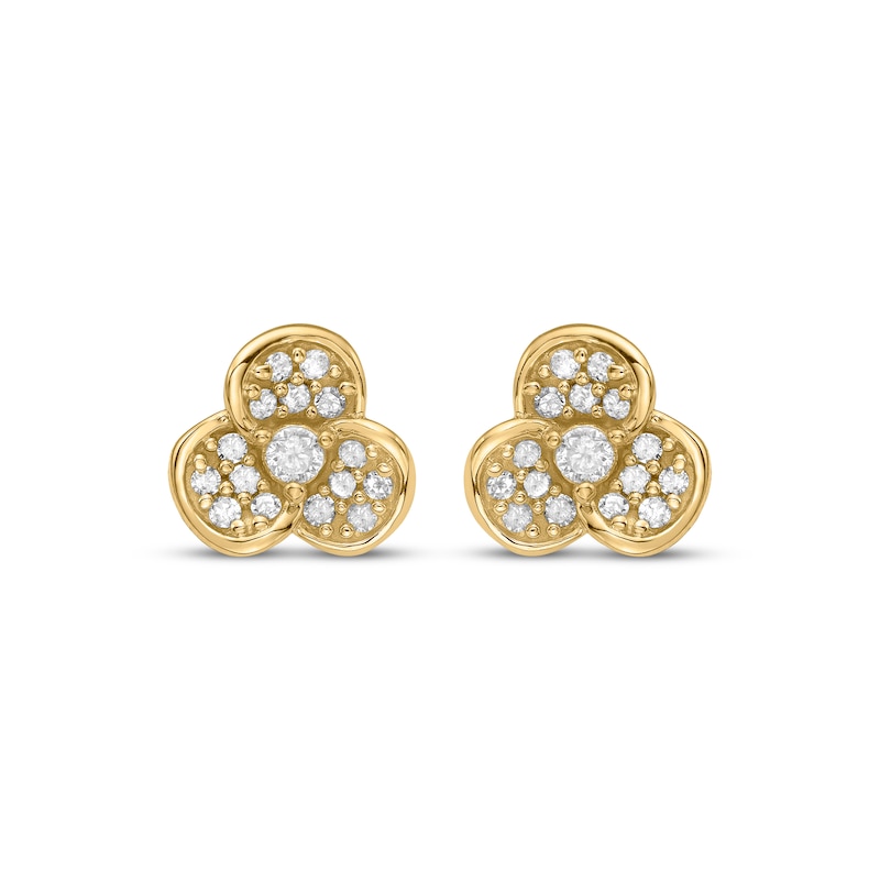 Main Image 2 of Diamond Trefoil Stud Earrings 1/5 ct tw 10K Yellow Gold