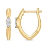 Thumbnail Image 1 of Diamond Inset Marquise Frame Hoop Earrings 1/10 ct tw 10K Yellow Gold