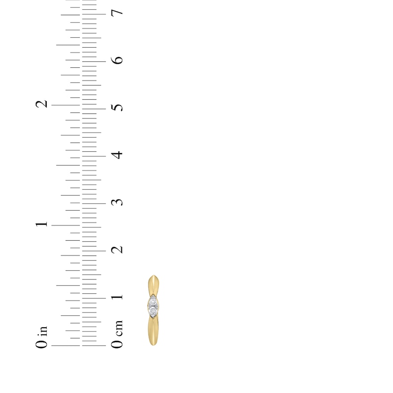 Main Image 3 of Diamond Inset Marquise Frame Hoop Earrings 1/10 ct tw 10K Yellow Gold