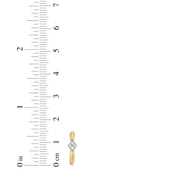 Main Image 3 of Diamond Inset Square Frame Hoop Earrings 1/10 ct tw 10K Yellow Gold