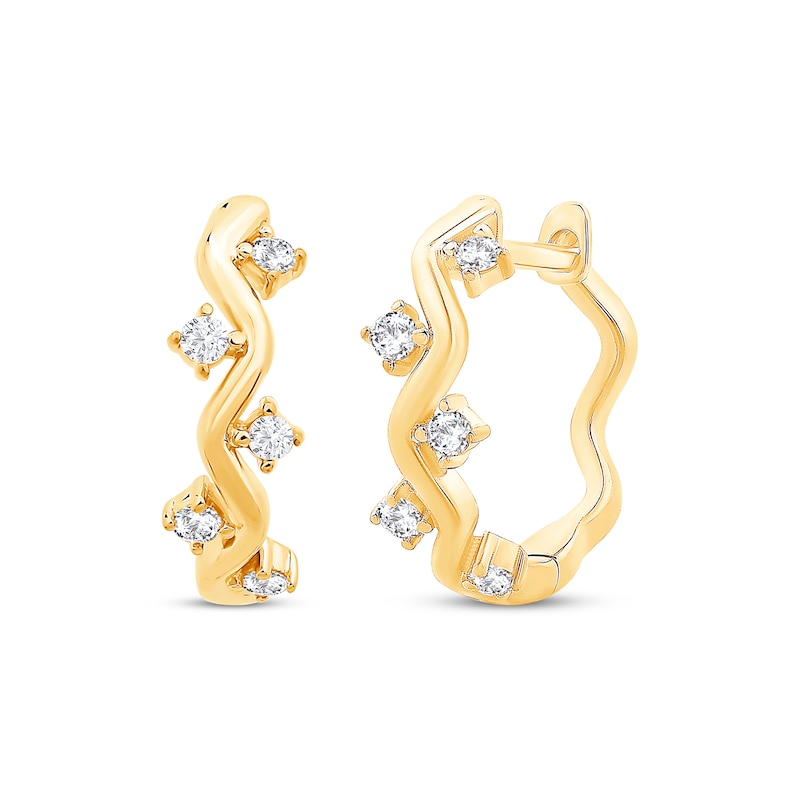 Main Image 1 of Diamond Zigzag Hoop Earrings 1/8 ct tw 10K Yellow Gold