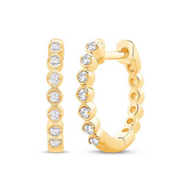 Main Image 1 of Diamond Hoop Earrings 1/10 ct tw 10K Yellow Gold