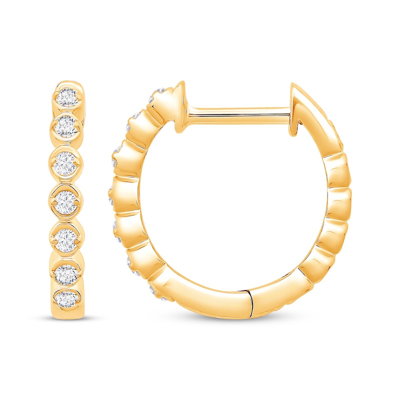 Main Image 3 of Diamond Hoop Earrings 1/10 ct tw 10K Yellow Gold