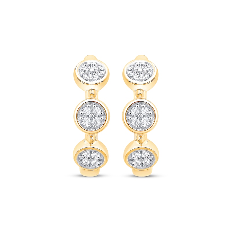 Main Image 2 of Diamond Circles Hoop Earrings 1/10 ct tw 10K Yellow Gold