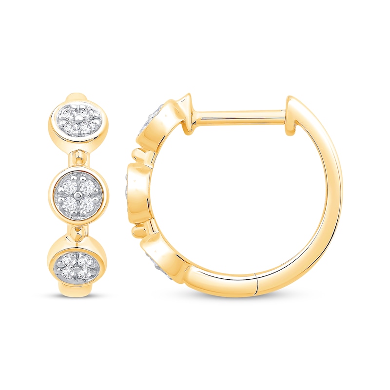 Main Image 3 of Diamond Circles Hoop Earrings 1/10 ct tw 10K Yellow Gold