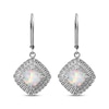 Thumbnail Image 1 of Cushion-Cut Lab-Created Opal & Diamond Accent Dangle Earrings Sterling Silver