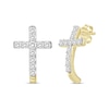 Thumbnail Image 1 of Diamond Curved Cross Earrings 1/6 ct tw 10K Yellow Gold 18&quot;