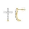 Thumbnail Image 3 of Diamond Curved Cross Earrings 1/6 ct tw 10K Yellow Gold 18&quot;