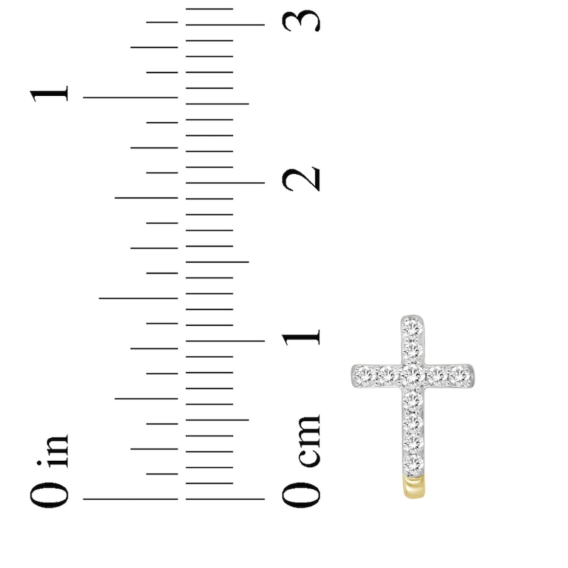 Main Image 4 of Diamond Curved Cross Earrings 1/6 ct tw 10K Yellow Gold 18&quot;