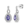 Thumbnail Image 1 of Pear-Shaped Blue Lab-Created Sapphire & Diamond Drop Earrings 1/10 ct tw Sterling Silver