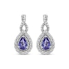 Thumbnail Image 2 of Pear-Shaped Blue Lab-Created Sapphire & Diamond Drop Earrings 1/10 ct tw Sterling Silver