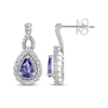 Thumbnail Image 3 of Pear-Shaped Blue Lab-Created Sapphire & Diamond Drop Earrings 1/10 ct tw Sterling Silver