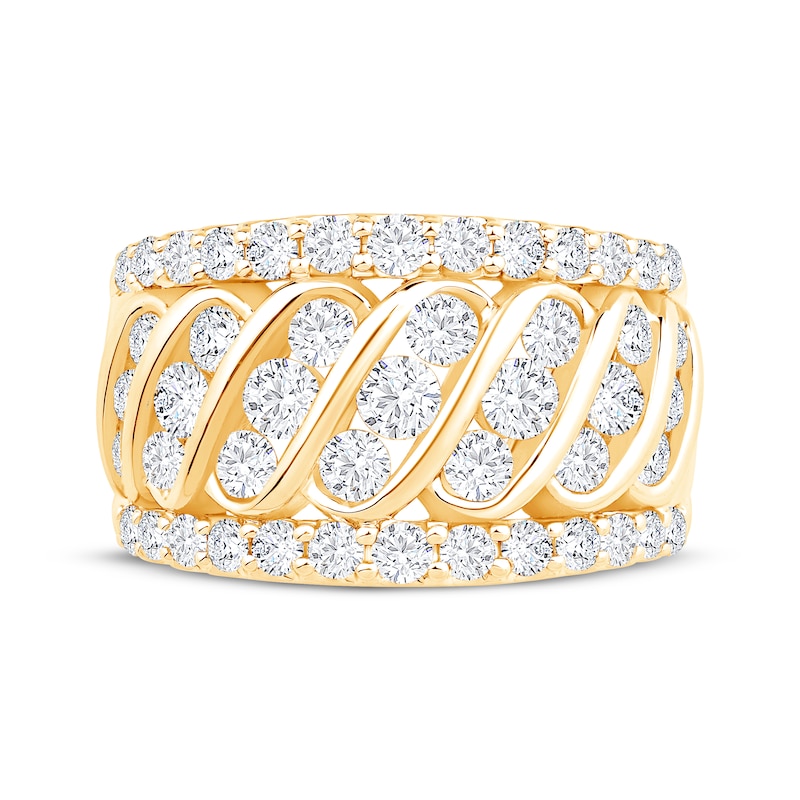 Diamond Trios Swirl Ring 2 ct tw 14K Yellow Gold