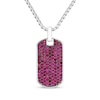 Thumbnail Image 1 of Men's Lab-Created Ruby Dog Tag Necklace Sterling Silver 22&quot;