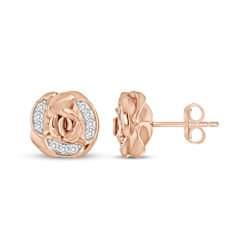 Main Image 1 of Diamond Rose Stud Earrings 1/5 ct tw 10K Rose Gold