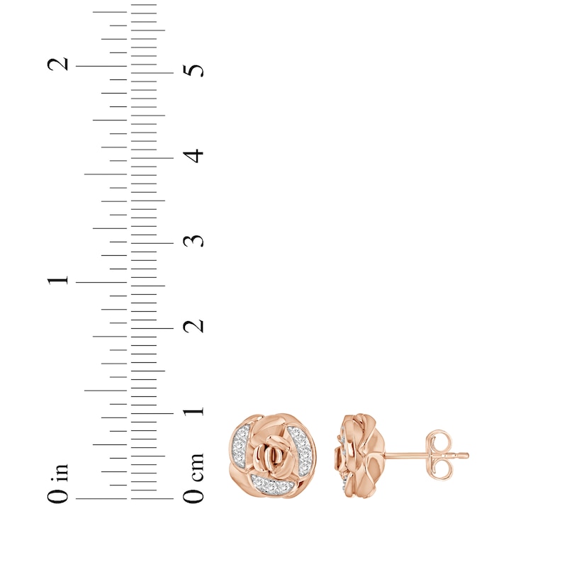 Main Image 4 of Diamond Rose Stud Earrings 1/5 ct tw 10K Rose Gold