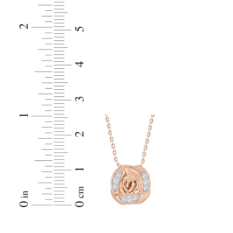 Main Image 3 of Diamond Rose Necklace 1/5 ct tw 10K Rose Gold 18&quot;