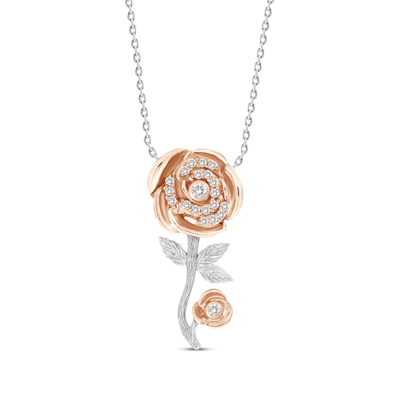 Main Image 1 of Diamond Rose Necklace 1/10 ct tw 10K Two-Tone Gold 18&quot;