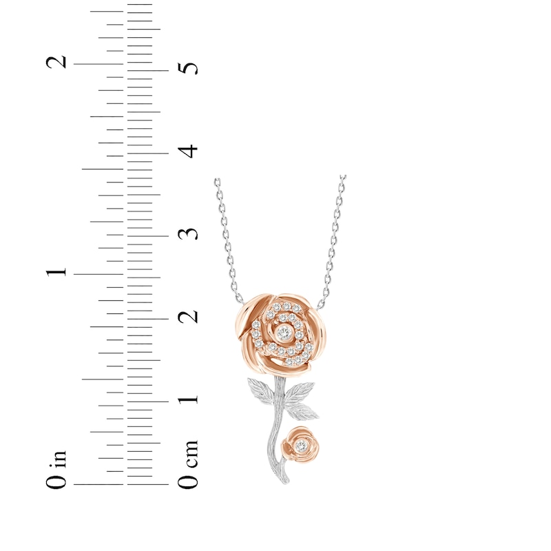 Main Image 2 of Diamond Rose Necklace 1/10 ct tw 10K Two-Tone Gold 18&quot;