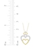 Thumbnail Image 2 of Diamond Double Heart with Crown Necklace 1/6 ct tw 10K Yellow Gold 16&quot;