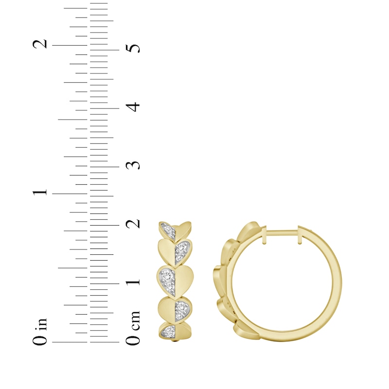 Main Image 4 of Diamond Heart Hoop Earrings 1/3 ct tw 10K Yellow Gold