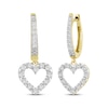 Thumbnail Image 0 of Diamond Hoop Drop Heart Earrings 1/4 ct tw 10K Yellow Gold