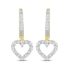 Thumbnail Image 1 of Diamond Hoop Drop Heart Earrings 1/4 ct tw 10K Yellow Gold