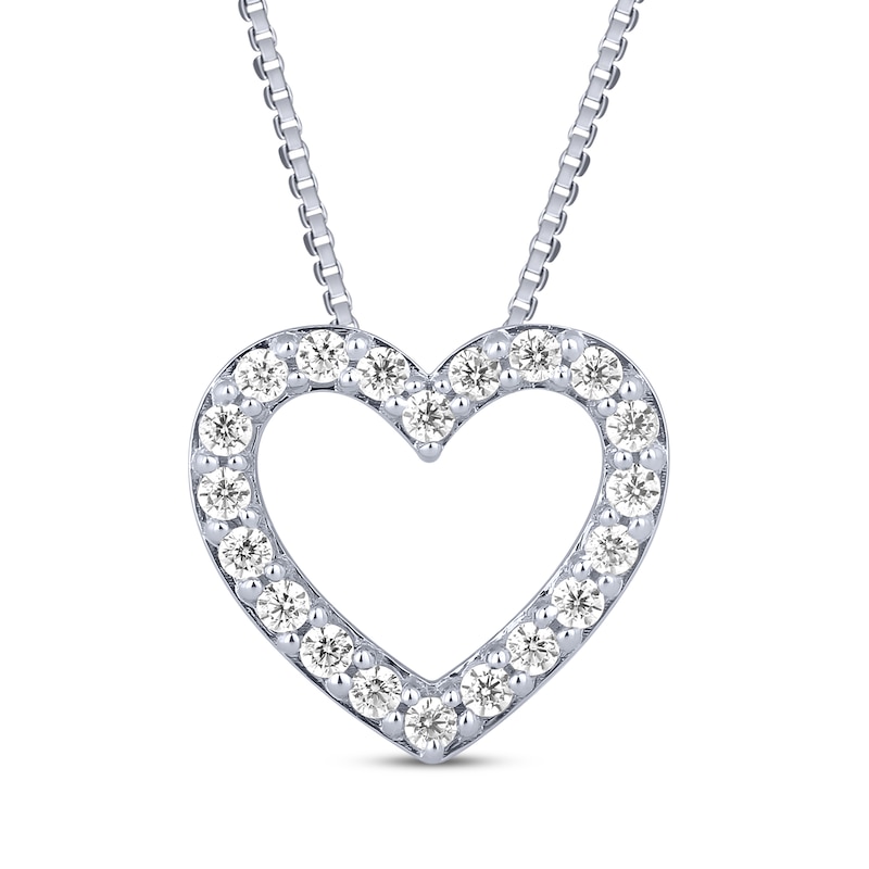 Main Image 1 of Diamond Heart Necklace 1/2 ct tw 10K White Gold 18&quot;