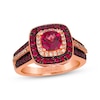 Thumbnail Image 1 of Le Vian Cushion-Cut Pink Tourmaline & Ruby Ring 1/6 ct tw Diamonds 14K Strawberry Gold