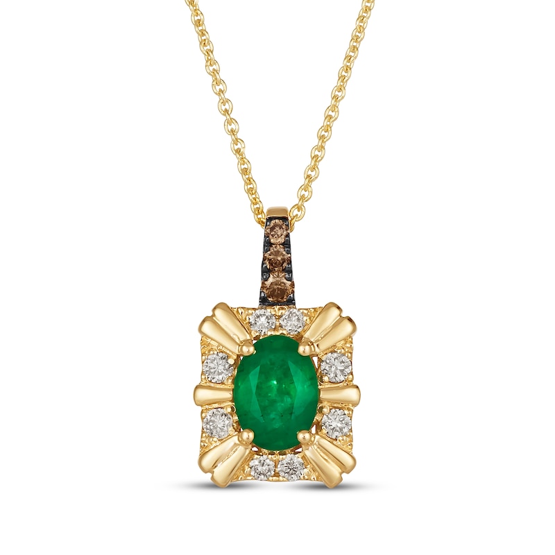 Main Image 1 of Le Vian Oval-Cut Emerald Necklace 1/5 ct tw Diamonds 14K Honey Gold 20&quot;