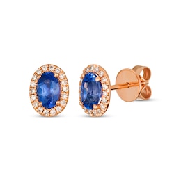Le Vian Oval-Cut Tanzanite Earrings 1/10 ct tw Diamonds 14K Strawberry Gold