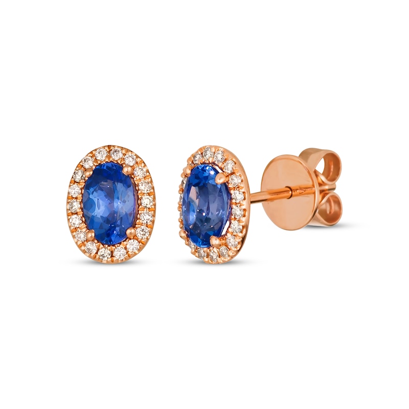 Main Image 1 of Le Vian Oval-Cut Tanzanite Earrings 1/10 ct tw Diamonds 14K Strawberry Gold