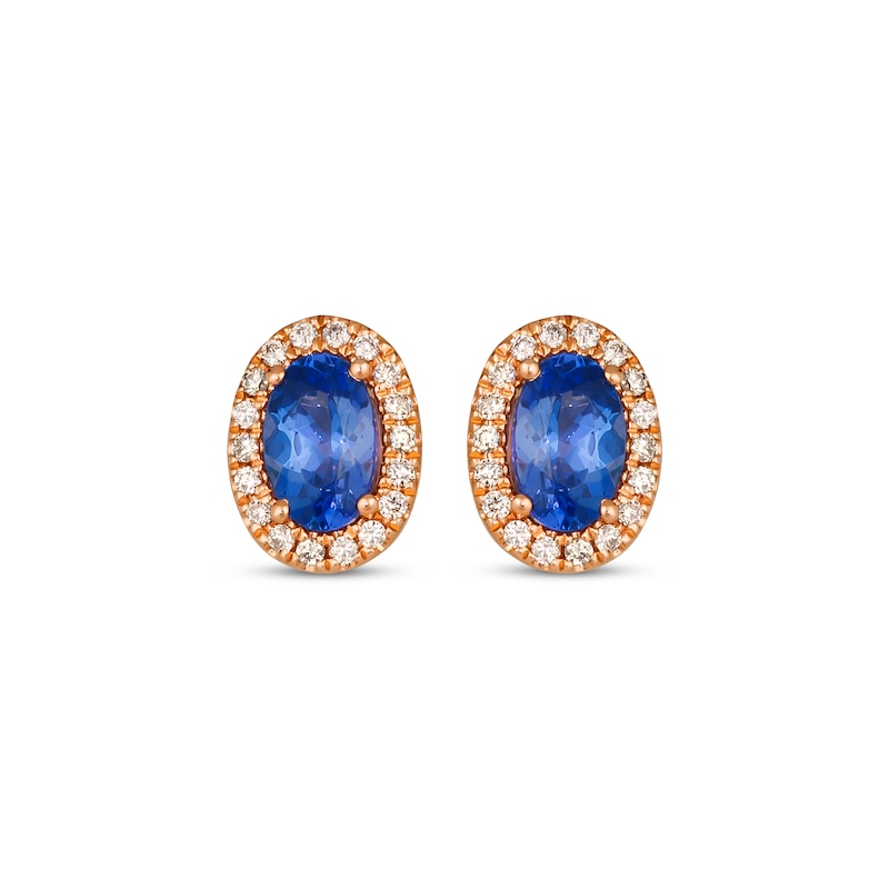 Main Image 2 of Le Vian Oval-Cut Tanzanite Earrings 1/10 ct tw Diamonds 14K Strawberry Gold