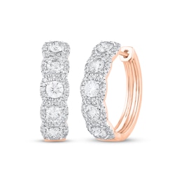 Diamond Halo Hoop Earrings 2 ct tw 10K Rose Gold