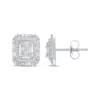 Thumbnail Image 1 of Baguette & Round-Cut Diamond Octagon Halo Stud Earrings 1/2 ct tw 10K White Gold