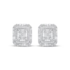 Thumbnail Image 2 of Baguette & Round-Cut Diamond Octagon Halo Stud Earrings 1/2 ct tw 10K White Gold