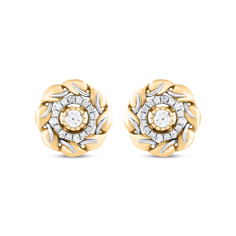 Main Image 2 of Diamond Halo Stud Earrings 1/3 ct tw 10K Yellow Gold