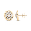 Thumbnail Image 3 of Diamond Halo Stud Earrings 1/3 ct tw 10K Yellow Gold