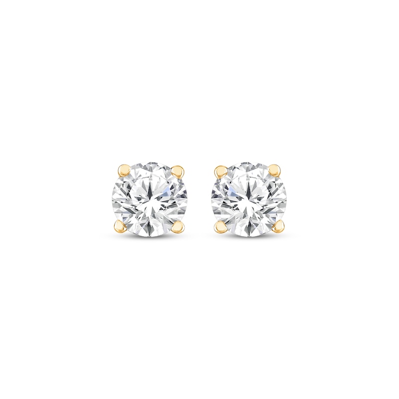 Main Image 2 of Round-Cut Solitaire Stud Earrings 1/4 ct tw 14K Yellow Gold (J/I3)