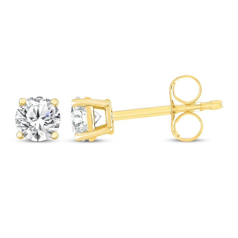 Main Image 3 of Round-Cut Solitaire Stud Earrings 1/4 ct tw 14K Yellow Gold (J/I3)