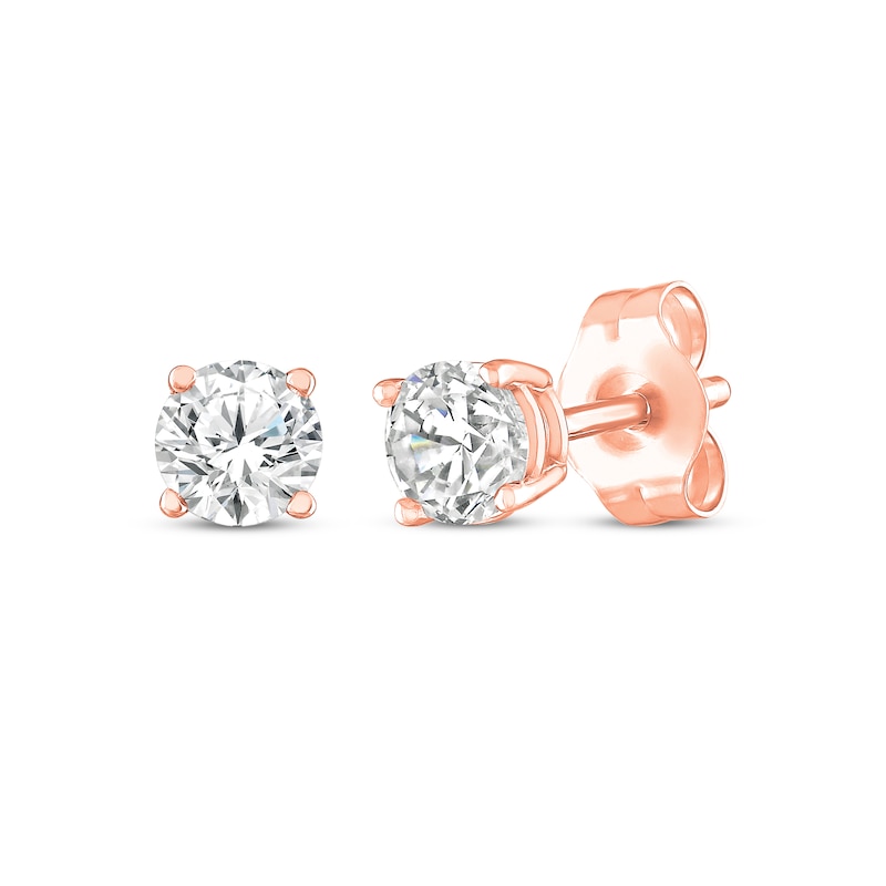 Main Image 1 of Round-Cut Diamond Solitaire Stud Earrings 1/4 ct tw 14K Rose Gold (J/I3)